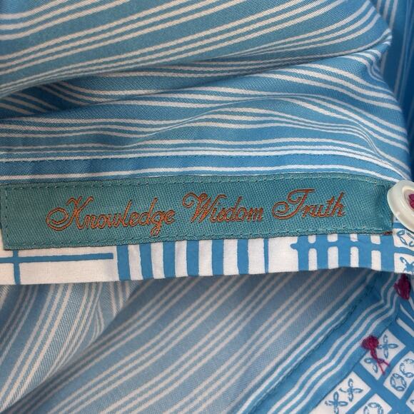 Robert Graham Mens Shirt XL Blue White Striped Flip Cuff Contrast Button Down - Picture 10 of 14